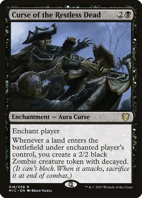 Curse of the Restless Dead, carta Magic di tipo Enchantment — Aura Curse illustrata da Brian Valeza