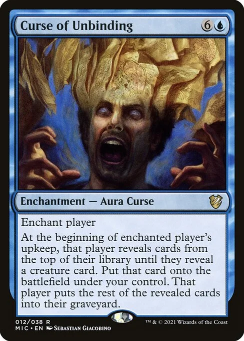 Curse of Unbinding, carta Magic di tipo Enchantment — Aura Curse illustrata da Sebastian Giacobino