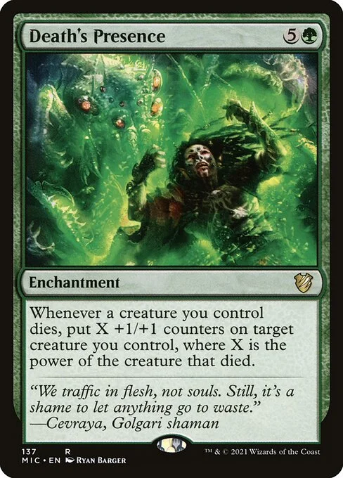 Death's Presence, carta Magic di tipo Enchantment illustrata da Ryan Barger