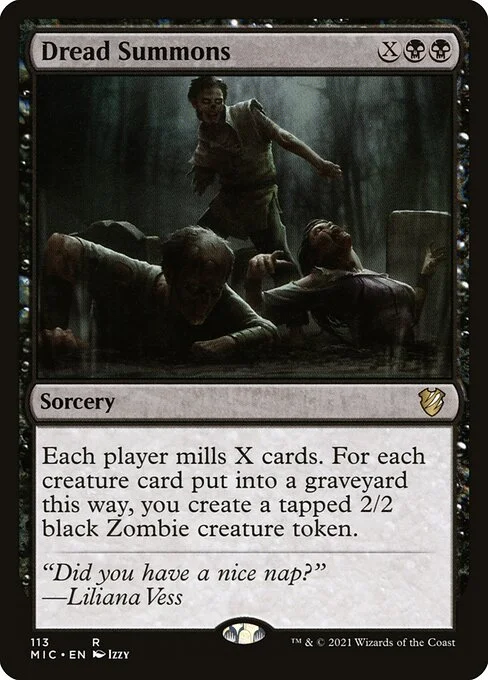 Dread Summons, carta Magic di tipo Sorcery illustrata da Izzy