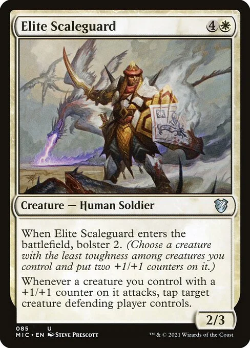 Elite Scaleguard, carta Magic di tipo Creature — Human Soldier illustrata da Steve Prescott