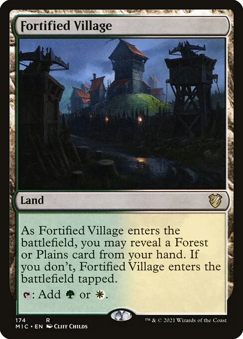 Fortified Village, carta Magic di tipo Land illustrata da Cliff Childs