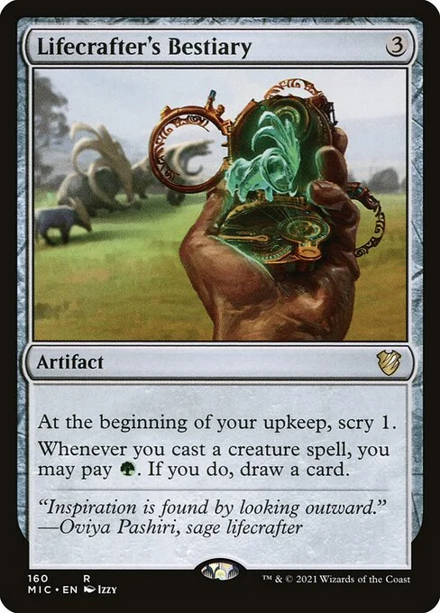 Lifecrafter's Bestiary, carta Magic di tipo Artifact illustrata da Izzy