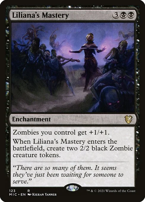 Liliana's Mastery, carta Magic di tipo Enchantment illustrata da Kieran Yanner