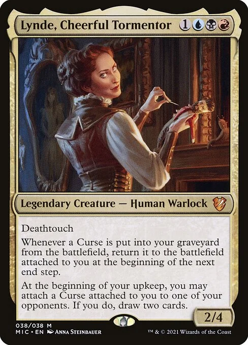 Lynde, Cheerful Tormentor, carta Magic di tipo Legendary Creature — Human Warlock illustrata da Anna Steinbauer