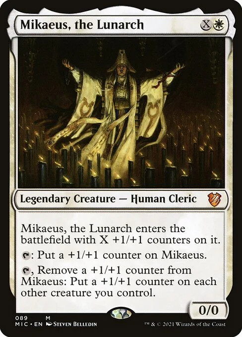 Mikaeus, the Lunarch, carta Magic di tipo Legendary Creature — Human Cleric illustrata da Steven Belledin