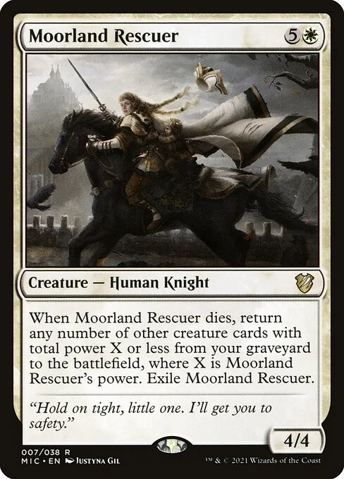 Moorland Rescuer, carta Magic di tipo Creature — Human Knight illustrata da Justyna Dura