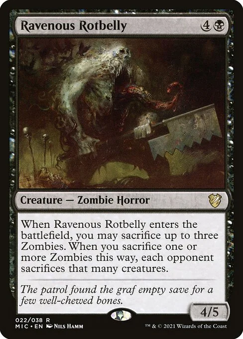 Ravenous Rotbelly, carta Magic di tipo Creature — Zombie Horror illustrata da Nils Hamm