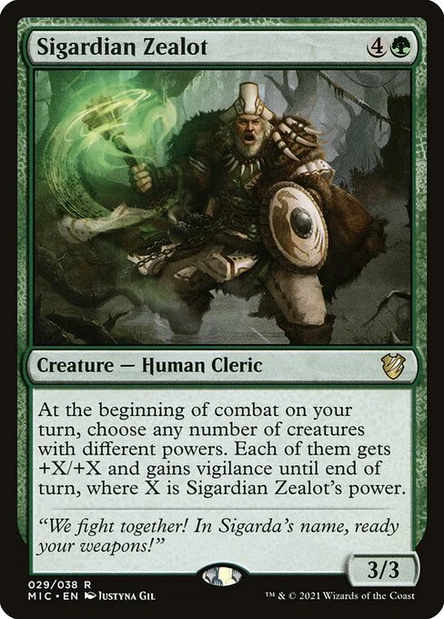 Sigardian Zealot, carta Magic di tipo Creature — Human Cleric illustrata da Justyna Dura