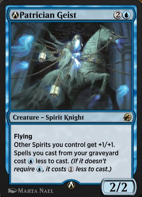 A-Patrician Geist, carta Magic di tipo Creature — Spirit Knight illustrata da Marta Nael