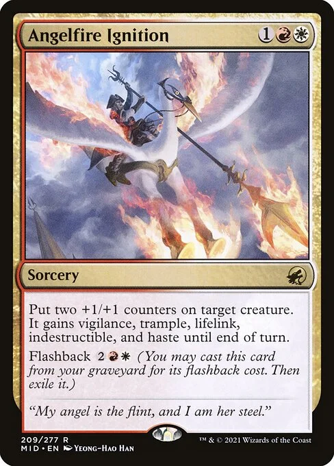 Angelfire Ignition, carta Magic di tipo Sorcery illustrata da Yeong-Hao Han