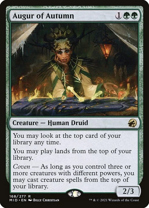Augur of Autumn, carta Magic di tipo Creature — Human Druid illustrata da Billy Christian