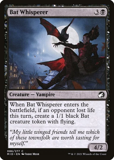Bat Whisperer, carta Magic di tipo Creature — Vampire illustrata da Jodie Muir