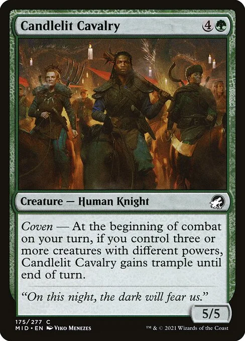 Candlelit Cavalry, carta Magic di tipo Creature — Human Knight illustrata da Viko Menezes
