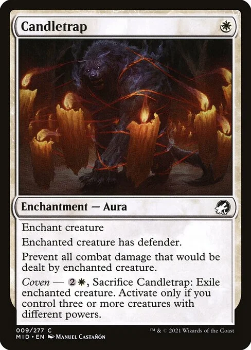 Candletrap, carta Magic di tipo Enchantment — Aura illustrata da Manuel Castañón