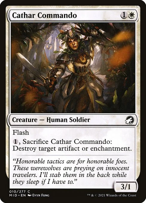 Cathar Commando, carta Magic di tipo Creature — Human Soldier illustrata da Evyn Fong