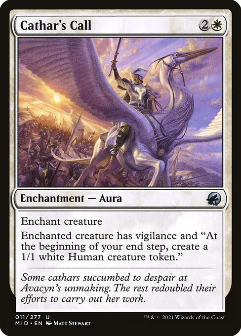 Cathar's Call, carta Magic di tipo Enchantment — Aura illustrata da Matt Stewart