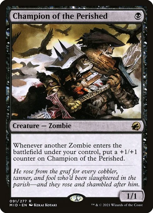 Champion of the Perished, carta Magic di tipo Creature — Zombie illustrata da Kekai Kotaki