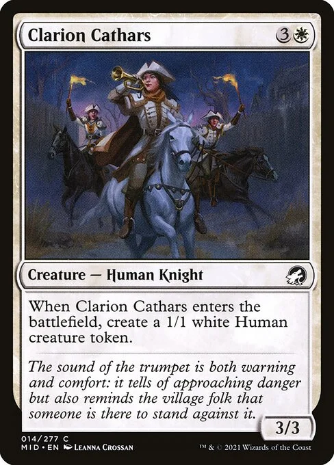 Clarion Cathars, carta Magic di tipo Creature — Human Knight illustrata da Leanna Crossan