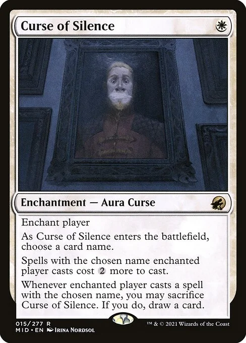 Curse of Silence, carta Magic di tipo Enchantment — Aura Curse illustrata da Irina Nordsol