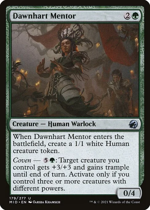 Dawnhart Mentor, carta Magic di tipo Creature — Human Warlock illustrata da Fariba Khamseh