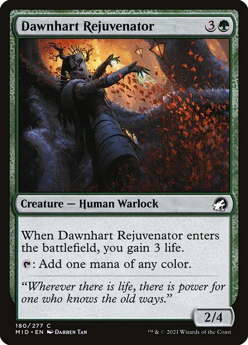 Dawnhart Rejuvenator, carta Magic di tipo Creature — Human Warlock illustrata da Darren Tan