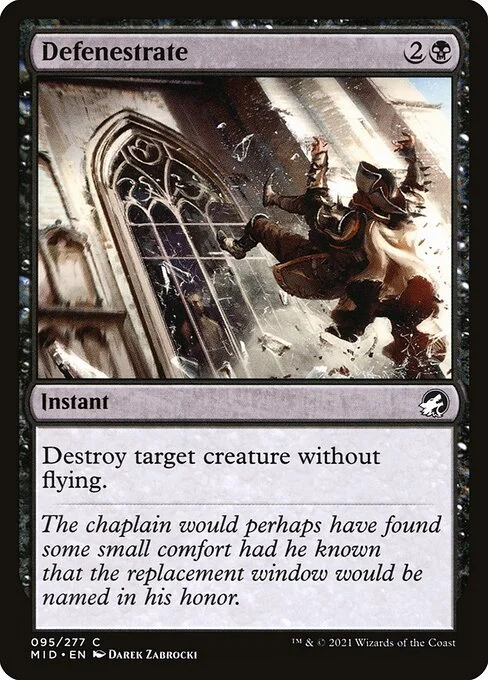 Defenestrate, carta Magic di tipo Instant illustrata da Darek Zabrocki