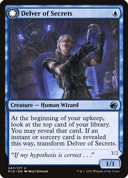 Delver of Secrets // Insectile Aberration, carta Magic di tipo Creature — Human Wizard // Creature — Human Insect illustrata da Matt Stewart