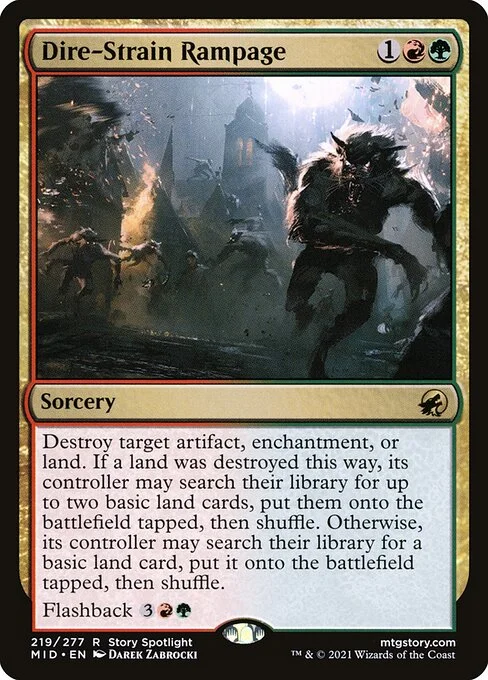 Dire-Strain Rampage, carta Magic di tipo Sorcery illustrata da Darek Zabrocki