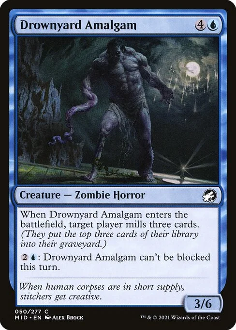 Drownyard Amalgam, carta Magic di tipo Creature — Zombie Horror illustrata da Alex Brock