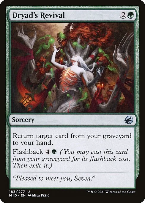 Dryad's Revival, carta Magic di tipo Sorcery illustrata da Mila Pesic