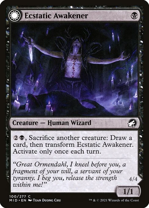 Ecstatic Awakener // Awoken Demon, carta Magic di tipo Creature — Human Wizard // Creature — Demon illustrata da Tuan Duong Chu