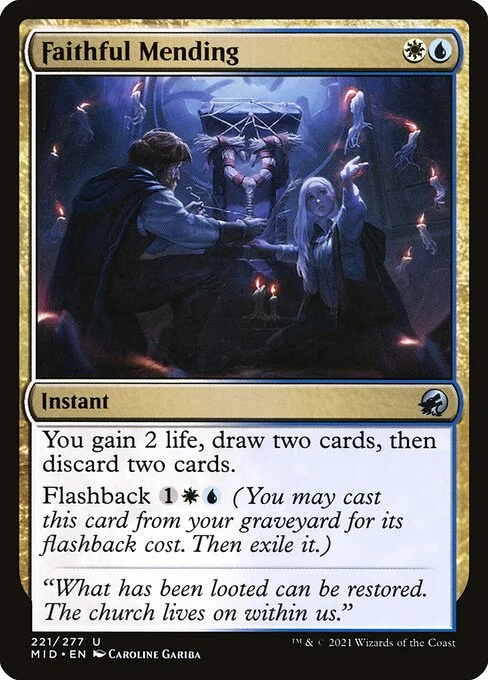 Faithful Mending, carta Magic di tipo Instant illustrata da Caroline Gariba