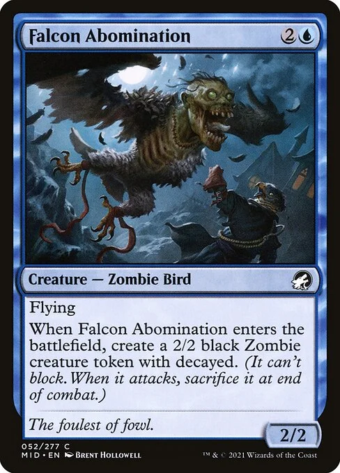 Falcon Abomination, carta Magic di tipo Creature — Zombie Bird illustrata da Brent Hollowell
