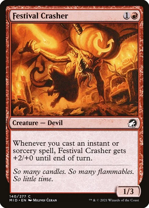 Festival Crasher, carta Magic di tipo Creature — Devil illustrata da Milivoj Ćeran