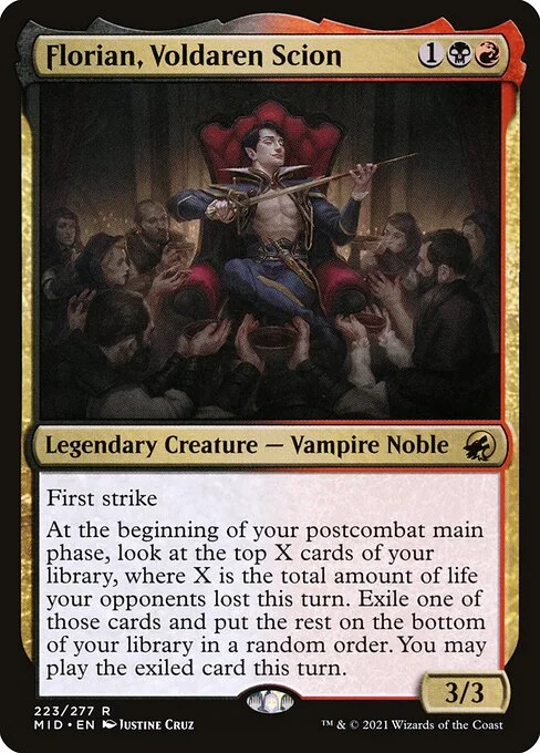 Florian, Voldaren Scion, carta Magic di tipo Legendary Creature — Vampire Noble illustrata da Justine Cruz