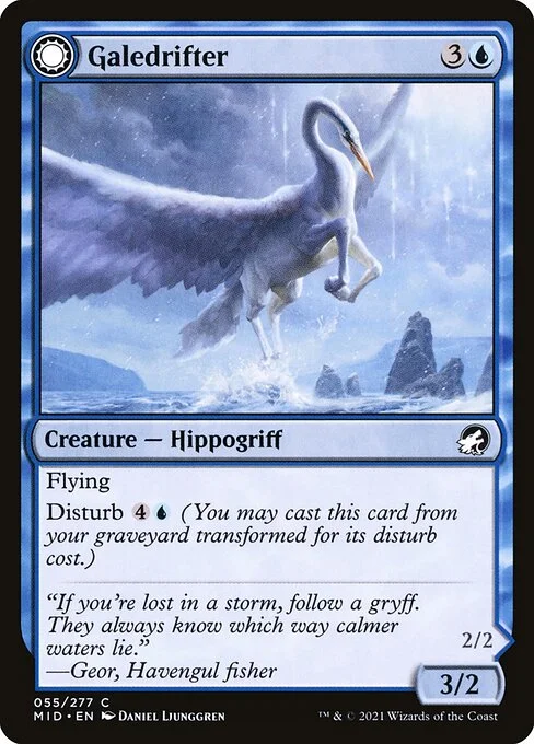 Galedrifter // Waildrifter, carta Magic di tipo Creature — Hippogriff // Creature — Hippogriff Spirit illustrata da Daniel Ljunggren