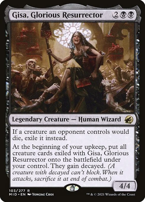 Gisa, Glorious Resurrector, carta Magic di tipo Legendary Creature — Human Wizard illustrata da Yongjae Choi