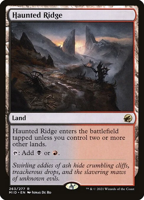 Haunted Ridge, carta Magic di tipo Land illustrata da Jonas De Ro