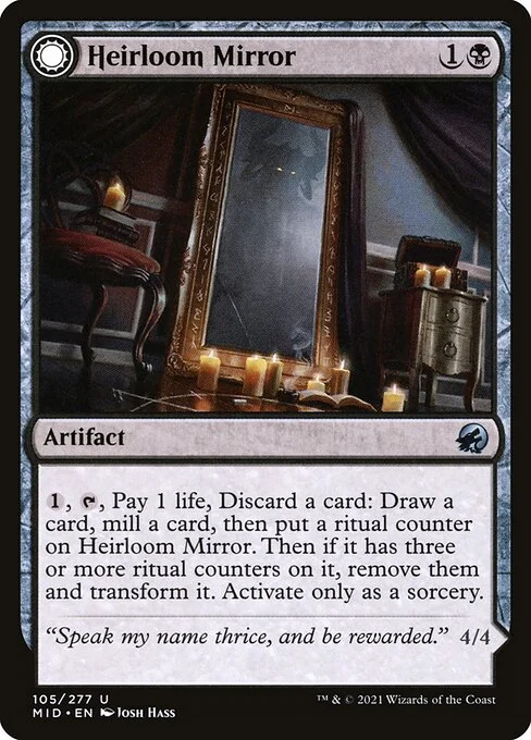 Heirloom Mirror // Inherited Fiend, carta Magic di tipo Artifact // Creature — Demon illustrata da Josh Hass