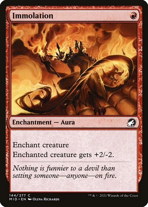 Immolation, carta Magic di tipo Enchantment — Aura illustrata da Olena Richards