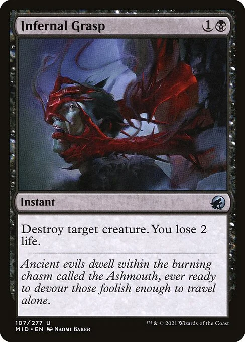 Infernal Grasp, carta Magic di tipo Instant illustrata da Naomi Baker