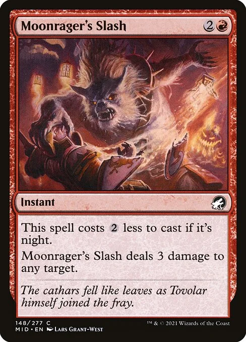 Moonrager's Slash, carta Magic di tipo Instant illustrata da Lars Grant-West