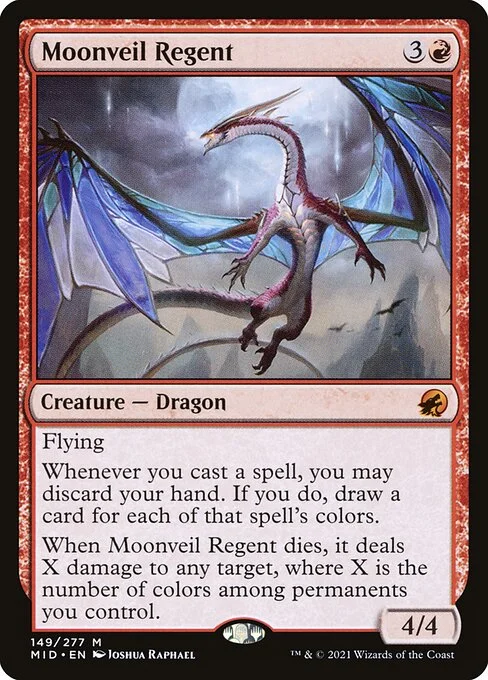 Moonveil Regent, carta Magic di tipo Creature — Dragon illustrata da Joshua Raphael