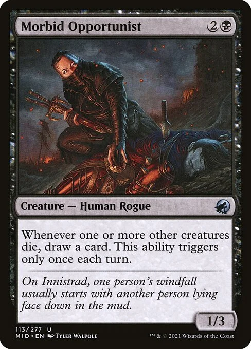 Morbid Opportunist, carta Magic di tipo Creature — Human Rogue illustrata da Tyler Walpole