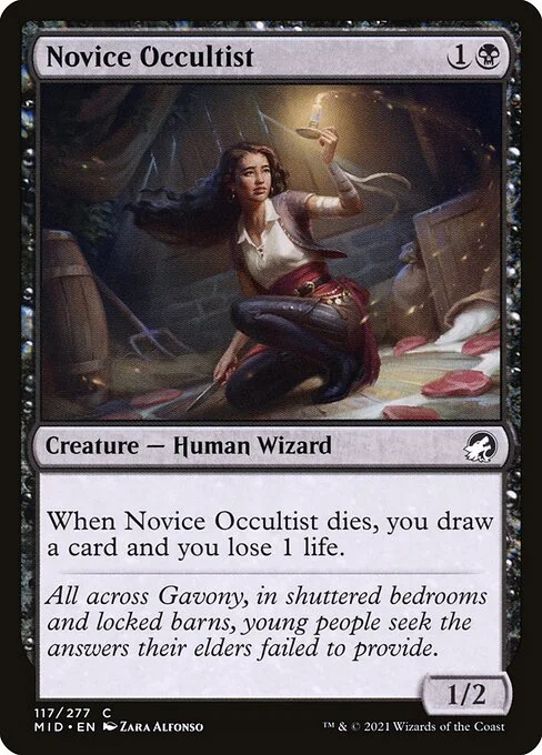 Novice Occultist, carta Magic di tipo Creature — Human Wizard illustrata da Zara Alfonso