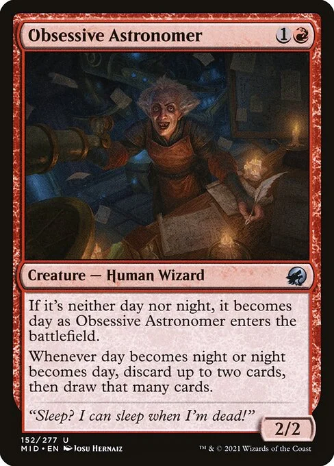 Obsessive Astronomer, carta Magic di tipo Creature — Human Wizard illustrata da Josu Hernaiz