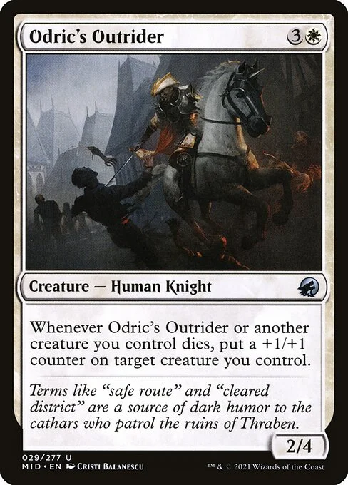 Odric's Outrider, carta Magic di tipo Creature — Human Knight illustrata da Cristi Balanescu