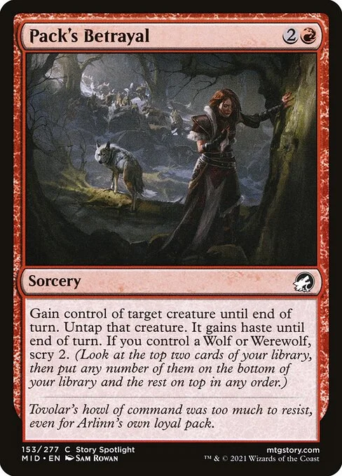 Pack's Betrayal, carta Magic di tipo Sorcery illustrata da Sam Rowan