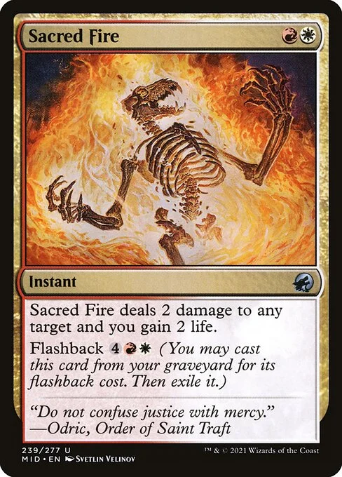 Sacred Fire, carta Magic di tipo Instant illustrata da Svetlin Velinov